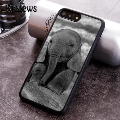 Krajews Baby Elephant Animal Rubber Phone Case For iPhone 17 Air 16 16e 15 14 11 12 13 Pro MAX Plus Cover Coque
