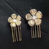 5pcs Retro Golden Flower Hair Forks Hairstyle Tools Wave Zinc Zinc Alloy Barrettes Pearl Side Clips  Banquet