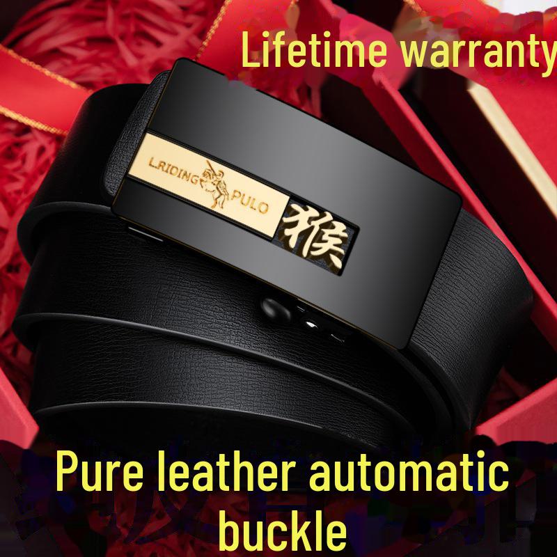 Paul Men's Genuine Leather Automatic Buckle Belt - Versatile Fashion for Business