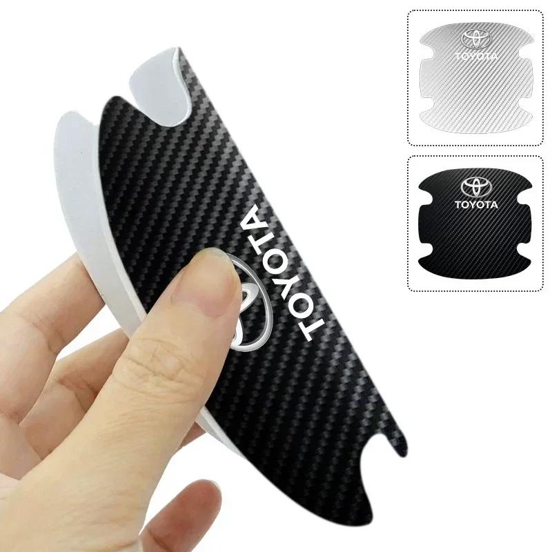 4 stk/sett Bil Dørhåndtak Anti-ripe Klistremerke Karbonfiber For Toyota TRD RAV4 Avensis Yaris Levin Reiz Crown Vios Tilbehør