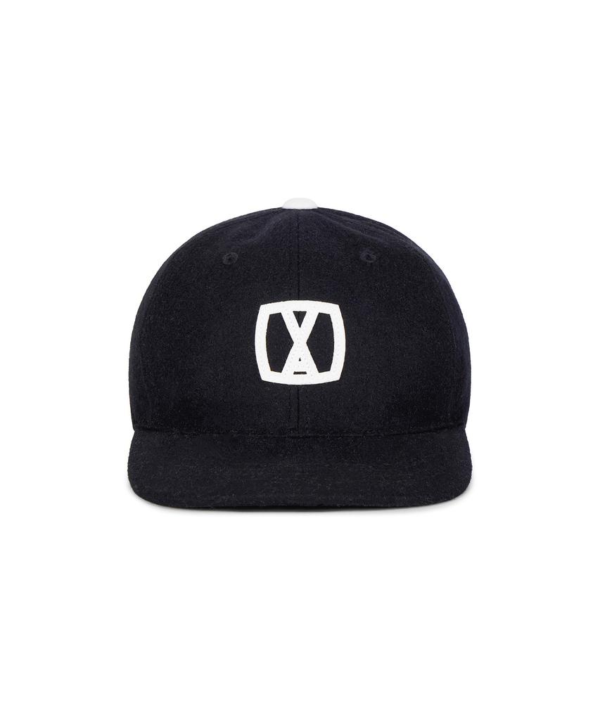 Bajal Va Square Applique Wool Baseball Cap Black