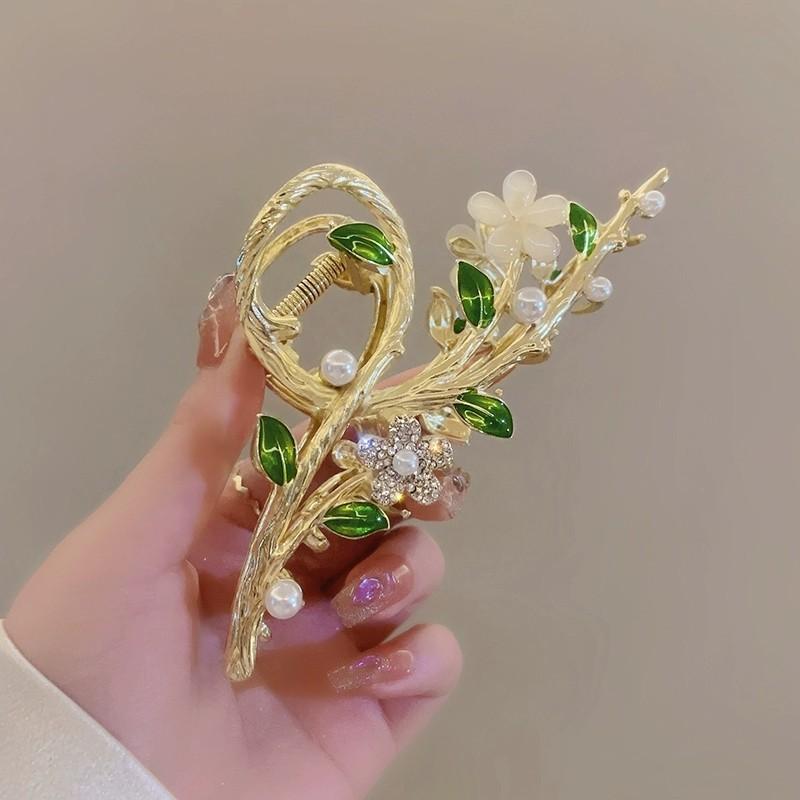 

1 шт. Усовершенствованная цветочная заколка для волос для женщин, нежная заколка-акула на затылке, большого размера, новогодний товар