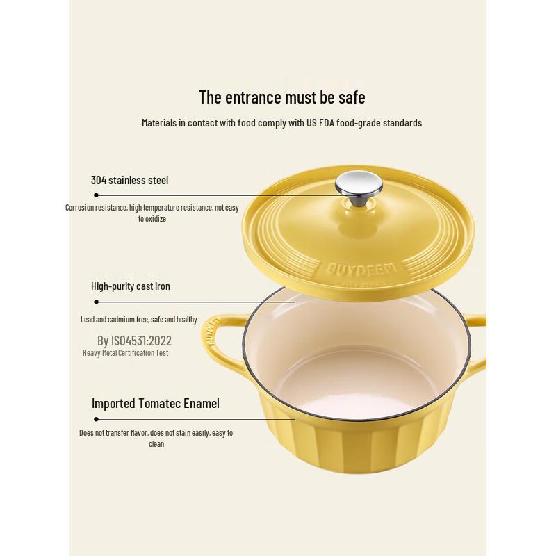 Buydeem 24CM Cast Iron Enamel Pot