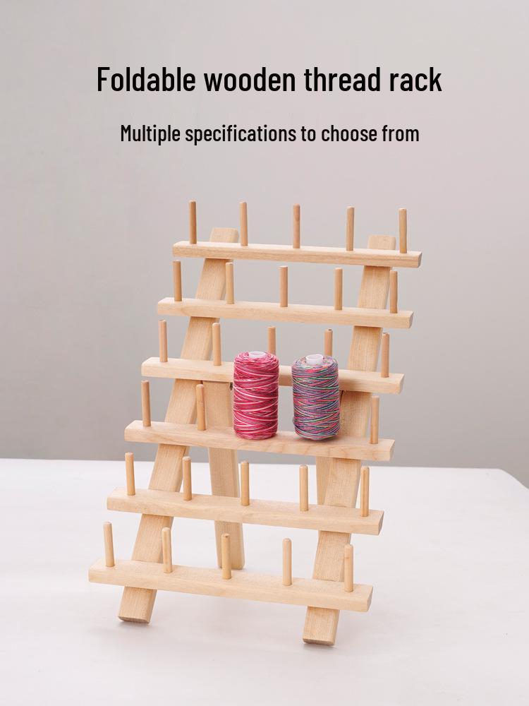 Creative Wooden Folding Thread Spool Rack - Holds 46 Spools/Bobbins for Sewing and Storage