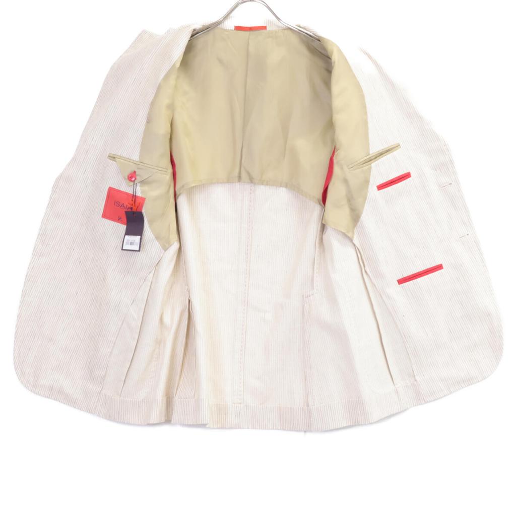 ISAIA CAPRI 21GSI Silk x Linen Base Stripe Single Jacket Jacket 48 beigeUsed