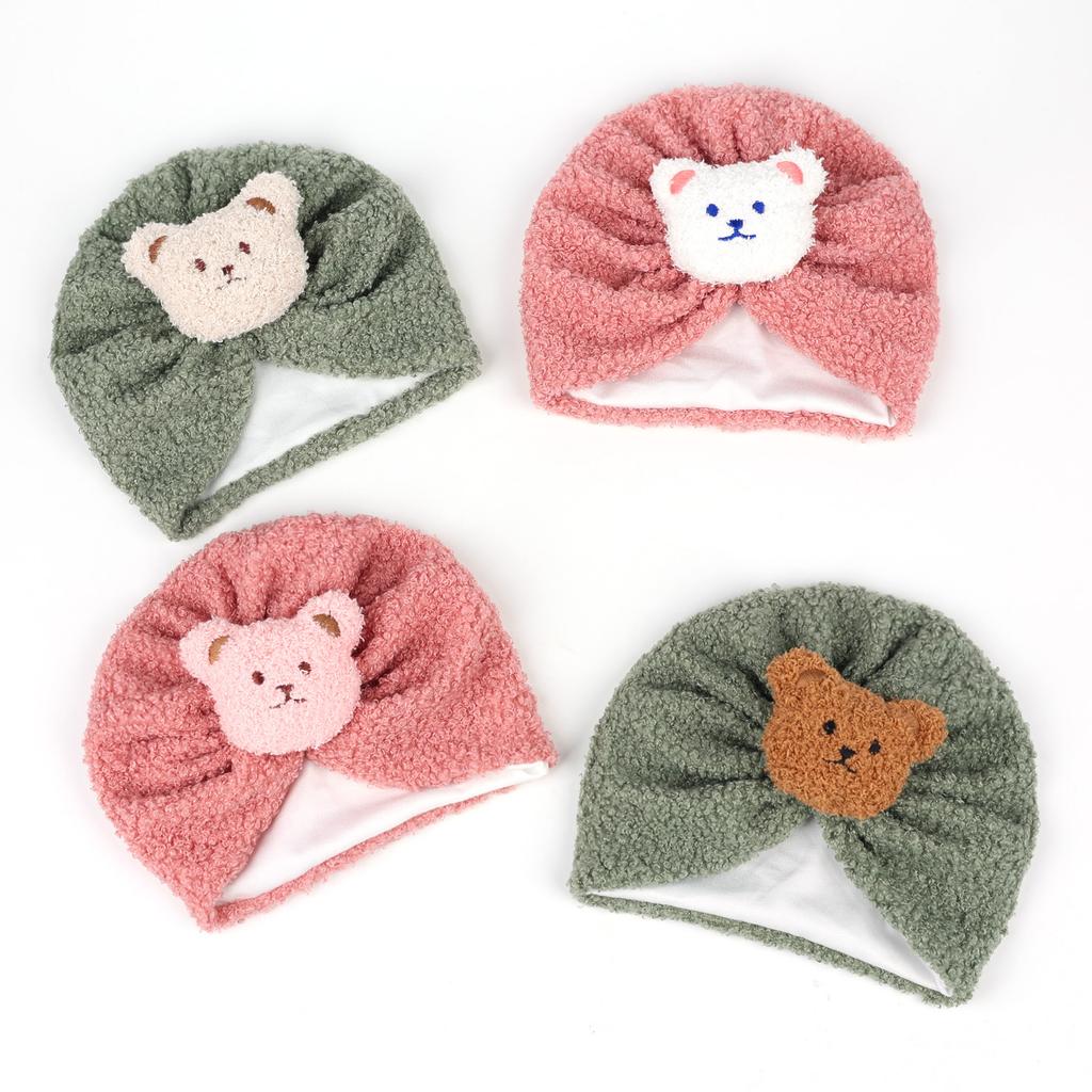 Winter Thermische Baby Mütze Jungen Mädchen Indien Turban Hüte Kinder Kleinkind Knotenmützen Beanies Ins Bären Kopfwickel Foto Requisiten