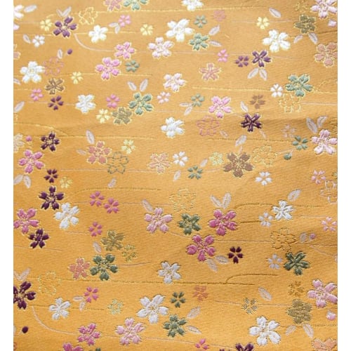 Fire-resistant Buddhist Altar Mat, Cherry Blossom Pattern, Mio (22 Size, Chukyo Style, 35.2 X 54 Cm), Mio Yellow