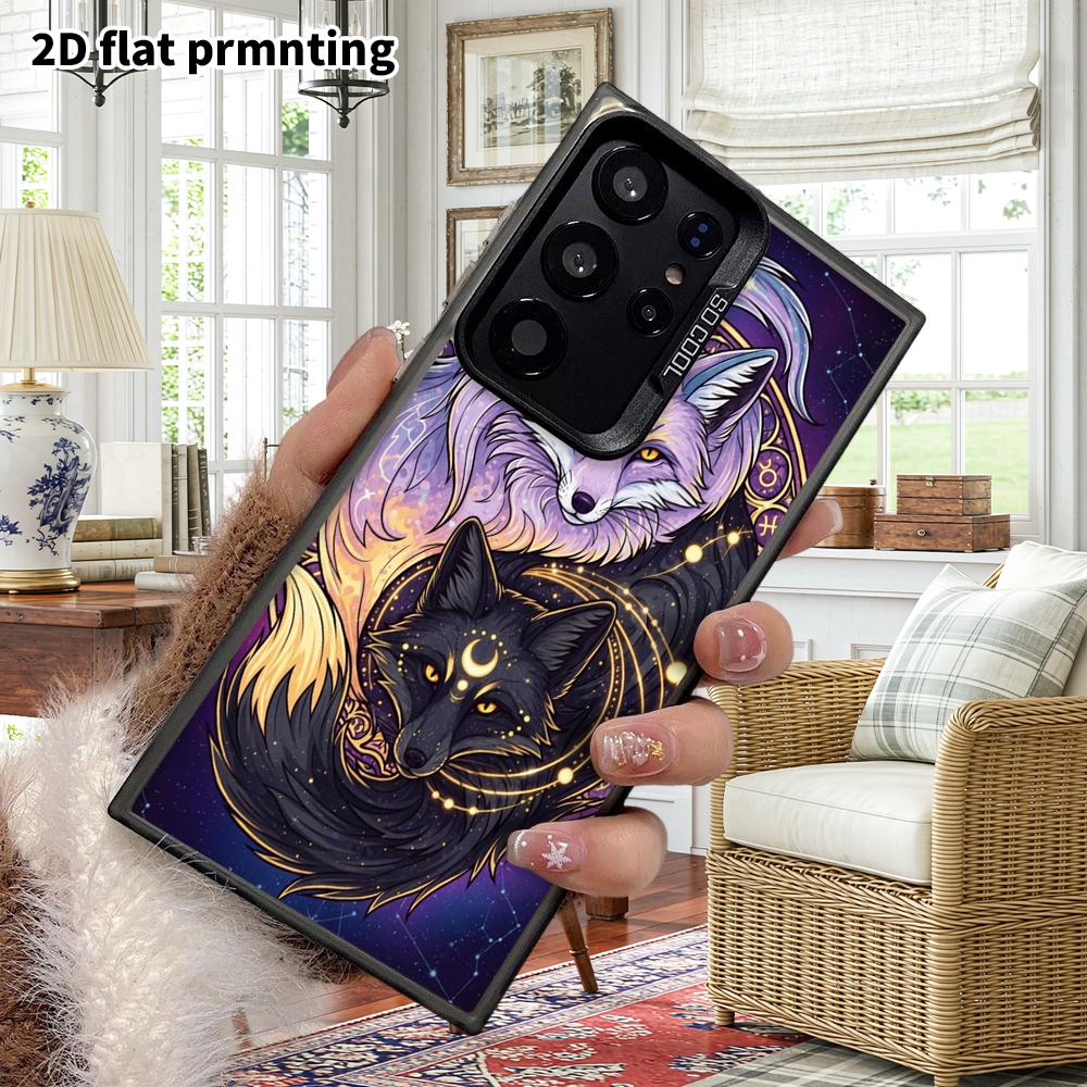 Phone Case: 2D Flat Samsung Galaxy A34 A35 M05 M06 S20 S22 S21 FE Plus 5G Protective Case, Couple Style, Sun and Moon Double Fox, Christmas and Hallow