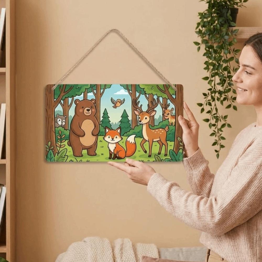 10Pcs Blank Rectangle Wooden Sign Blank with Rope Graffiti Crafts Hanging Wood Ornaments Painting Unfinished Wood Plaque