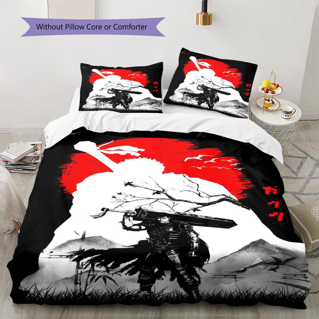 Juego de Ropa de Cama con Estampado de Dibujos Animados Colcha Funda de Colcha Funda de Almohada Decoración del Hogar Regalo de Cumpleaños (1 * funda nórdica + 2 * fundas de almohada, sin núcleo)