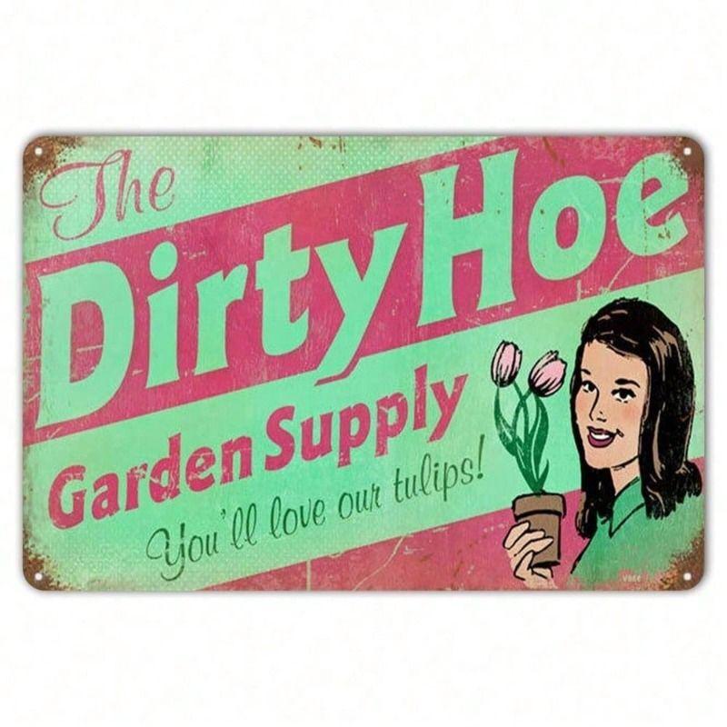 

Vintage Metal Wall Sign 12x8 inch, Rusty Hoe Decor for Bar Garage