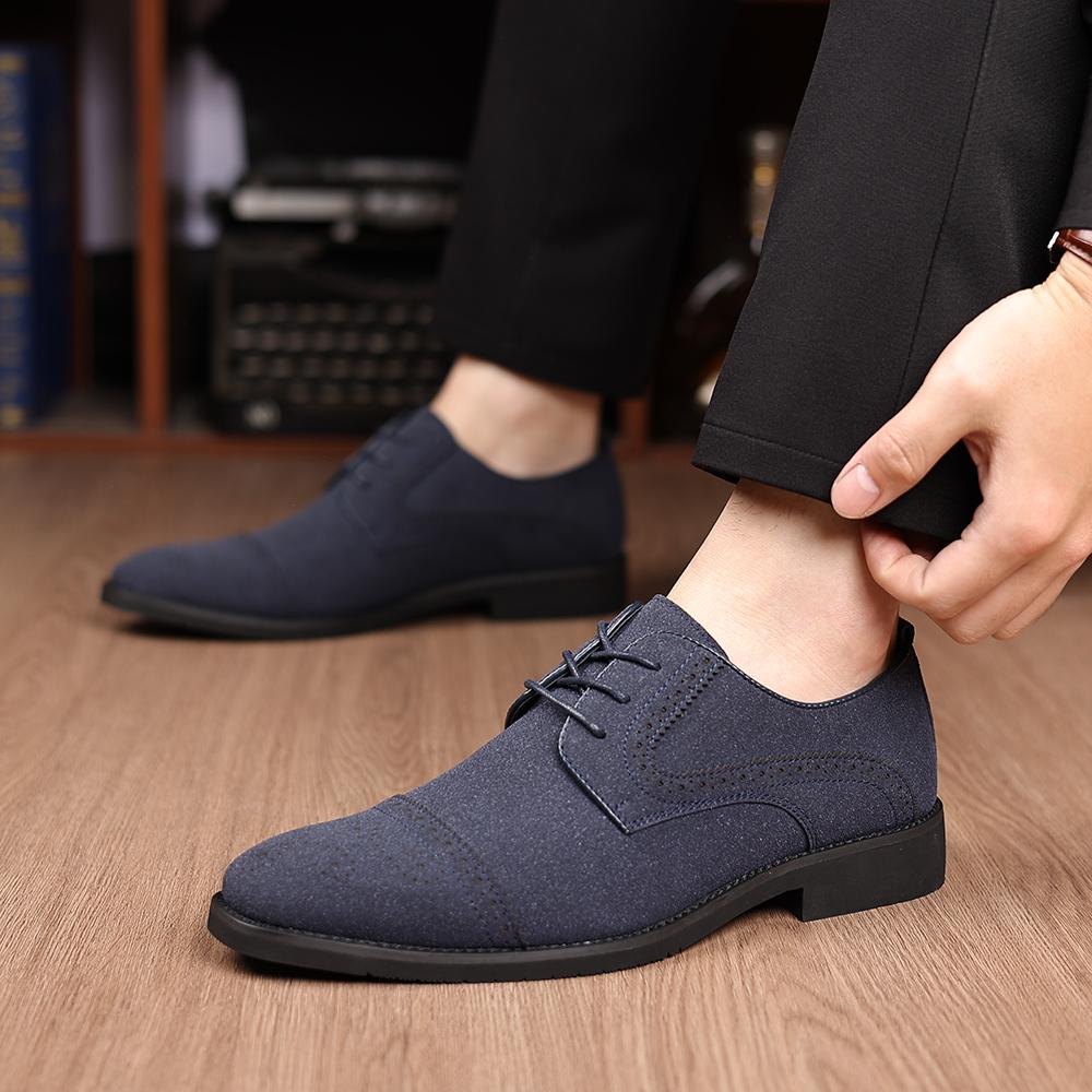 Fashion Mens Oxford Shoes Brand Suede Leather Shoes Vintage Slip on Classic Casual Men Driving Shoes Wedding Male Dress Shoes Pointed
