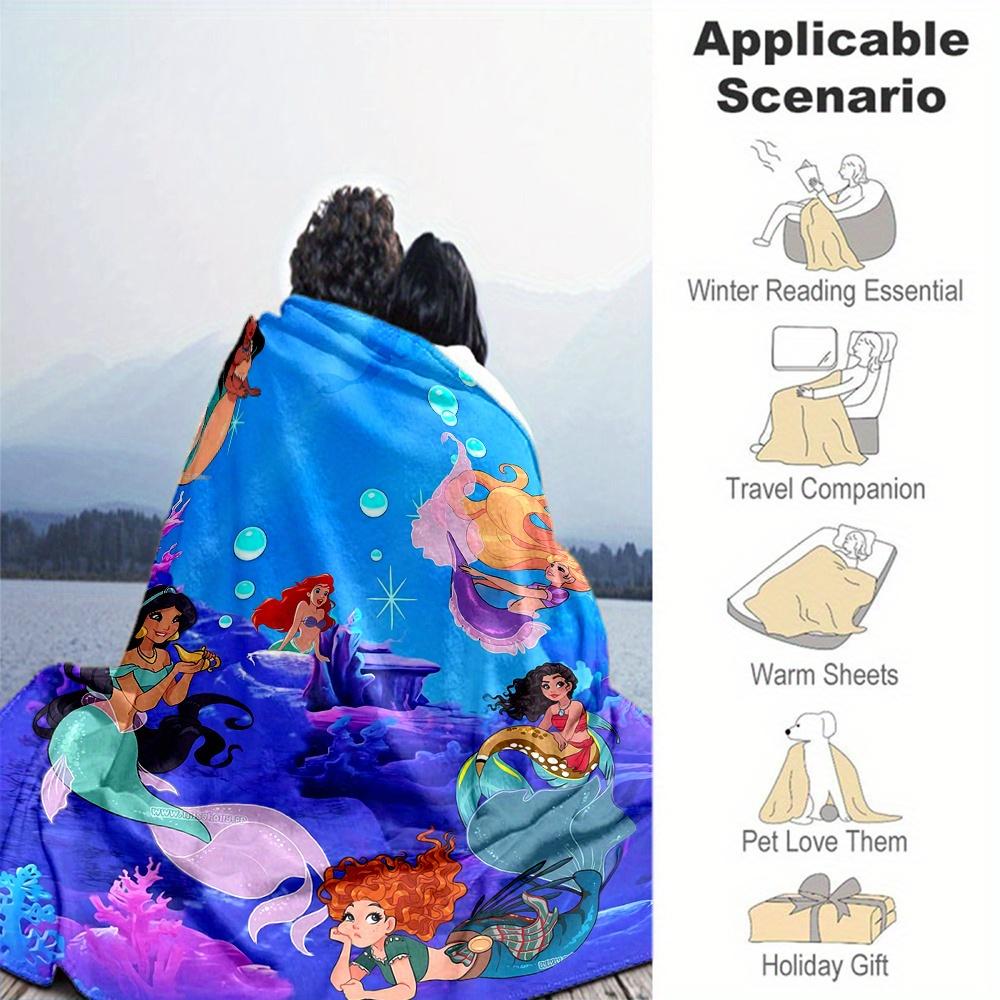 1pc, Disney Classic Princesses Blanket Seasonal Home Decorative Throw for Room, Soft Warm Bedding Gift Idea for Family and Friend, Living Room