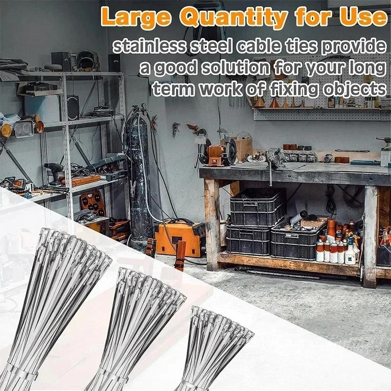 Wholesale Metal Self Locking Cable Ties Reusable Heavy Duty Cables Tie Organizer Multifunction Stainless Steel Zip Tie Fastener