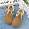 Fur Suede Women Flats Snow Boots Short Plush Casual Buckle Cotton Shoes 2025 Trend Walking Warm Cozy Winter New Botas De Mujer