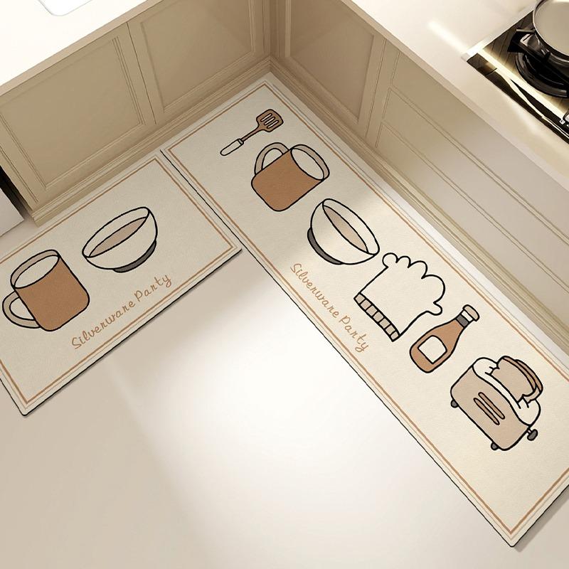 Kitchen Carpet Non-slip Waterproof Oil-proof Kitchen Rug Long Strip Runner Kitchen Mat PVC Leather Washable Rugs Home Decoration