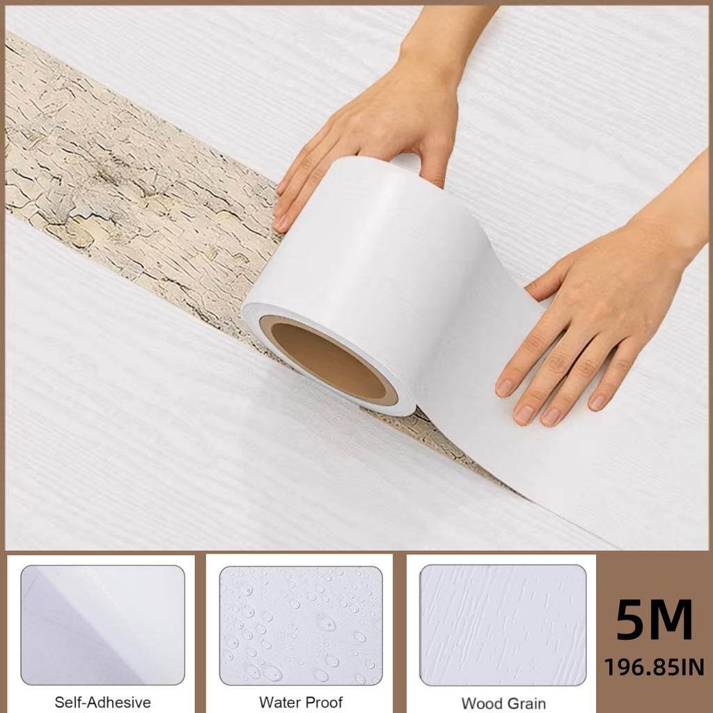 1Roll Self-Adhesive Wall Border Stickers Wood Grain Wall Decorative Moulding,Bendable Edge Banding Durable Veneer Edge Edging W