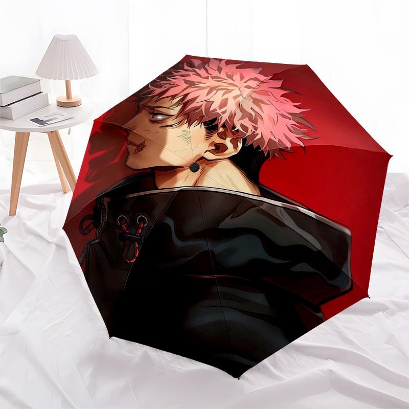 1pc Jujutsu Kaisen Satoru Gojo Inspired Umbrella Auto Open Close 3-Fold Design with Iron Frame, Perfect for Outdoor Use, Travel, Daily Life, and Gift