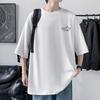 Men's Cotton T-shirt Front Back Print Half Sleeve T-shirt Men's Cotton Summer Loose Oversized Casual O-neck Male Tees