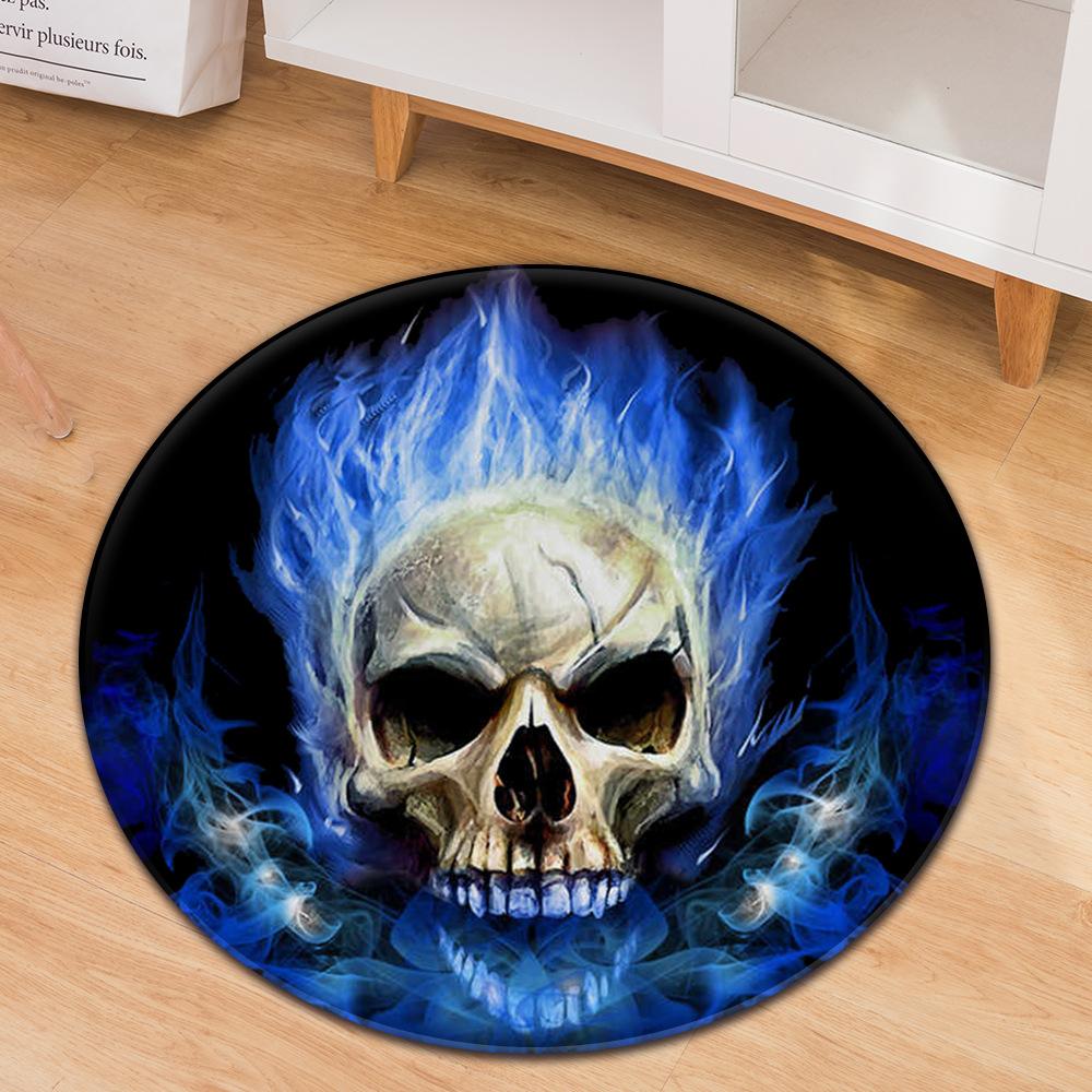 Skull Round Carpet Computer Chair Mat Office Chair Floor Mat Door Mat Foot Mat