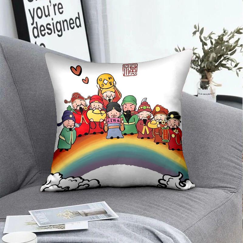 

Китайский стиль Бог богатства Гостиная Спальня Дом Подушка для ланча Подушка для сна Друг Двусторонняя подушка Милая linen-45x45cm double-sided [without pillow core]