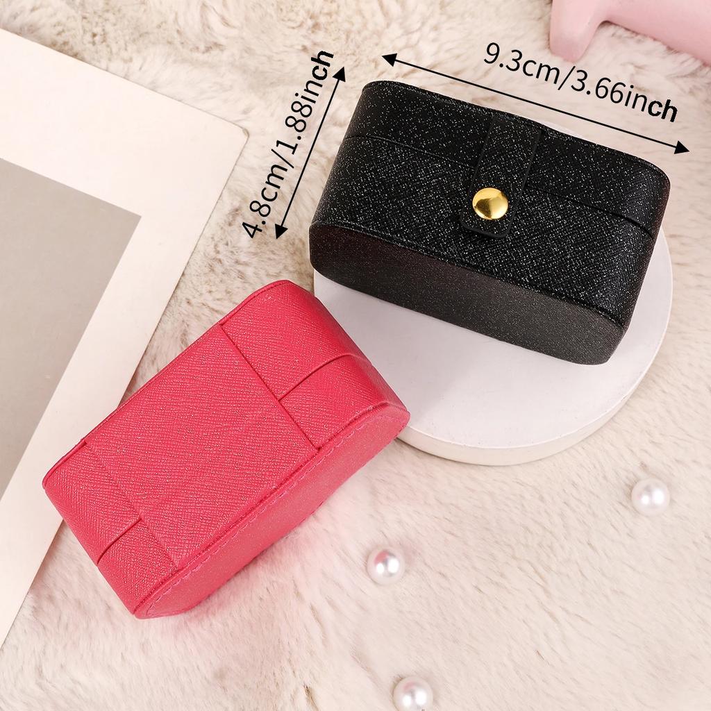 1pc Portable Jewelry Storage Box Travel Organizer Jewelry Case Leather Storage Earrings Necklace Ring Jewelry Organizer Display