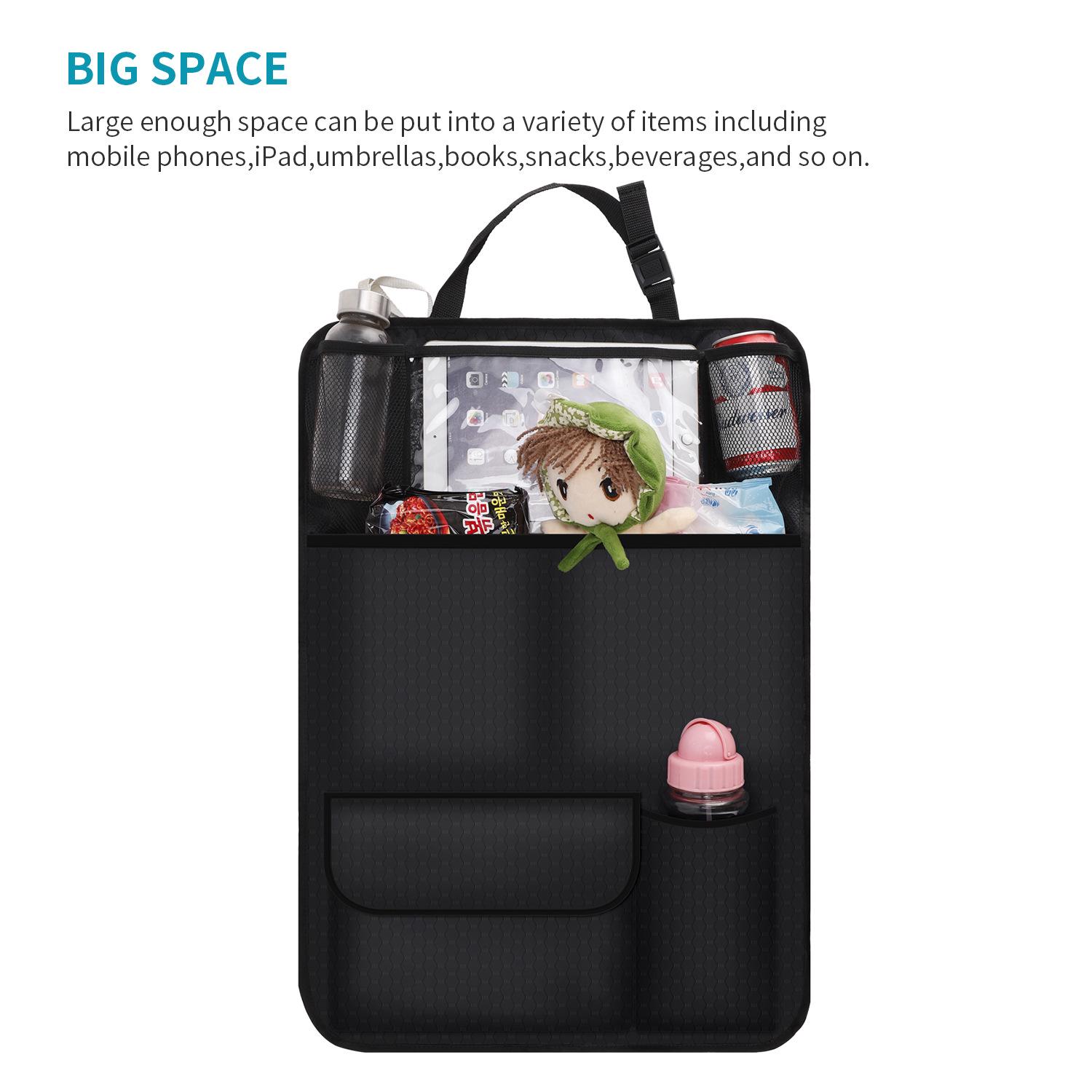 

Car Backseat Organizer with Transparent iPad Holder & Multi-Layer Storage