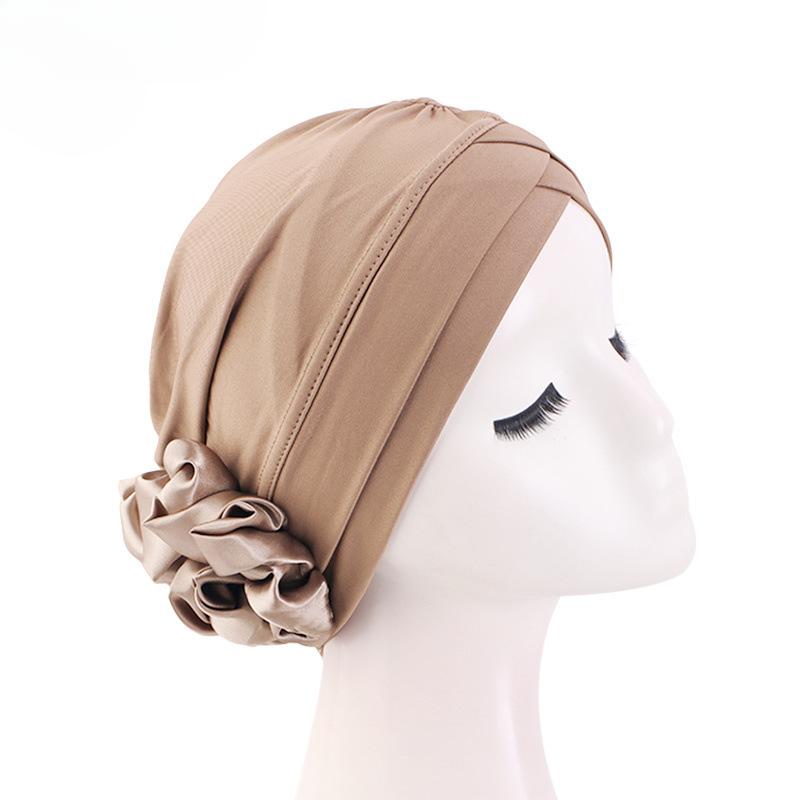 Popular Muslim Big Flower Headscarf Hat In Europe And America, Disc Flower Headscarf Hat Jdt-476A-4
