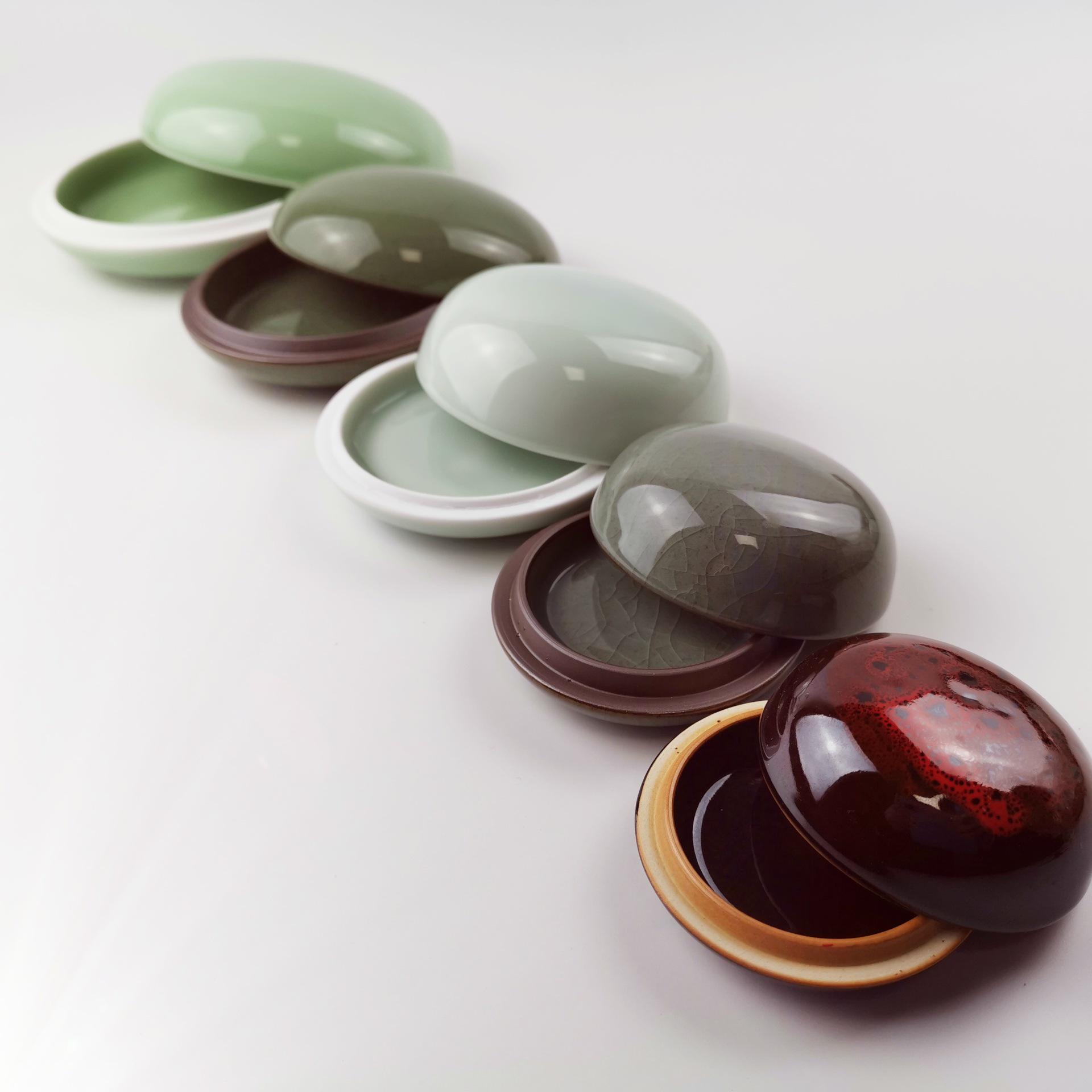 Керамическая чернильница-печать и коробка для каллиграфии Jingdezhen - Большая Средняя Маленькая No 2 Light Cyan 800₽