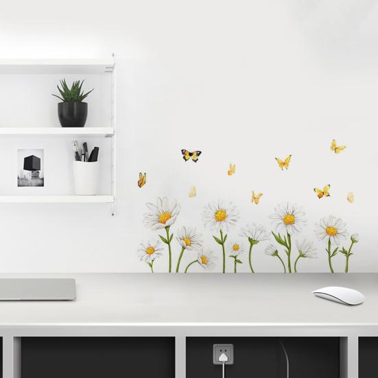 Flori Sălbatice de Primăvară Autocolant Static pentru Geamuri Flori de Grădină Fluturi Decalcomanii pentru Geamuri Sticker Static Reutilizabil pentru Uși de Sticlă Ferestre