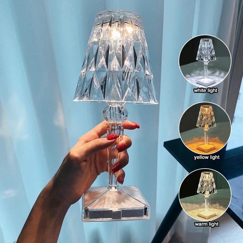 Luminária de mesa com diamante rgb, usb, sensor de toque, decoração acrílica, para quarto, bar, iluminação de cristal, presente, luz noturna led