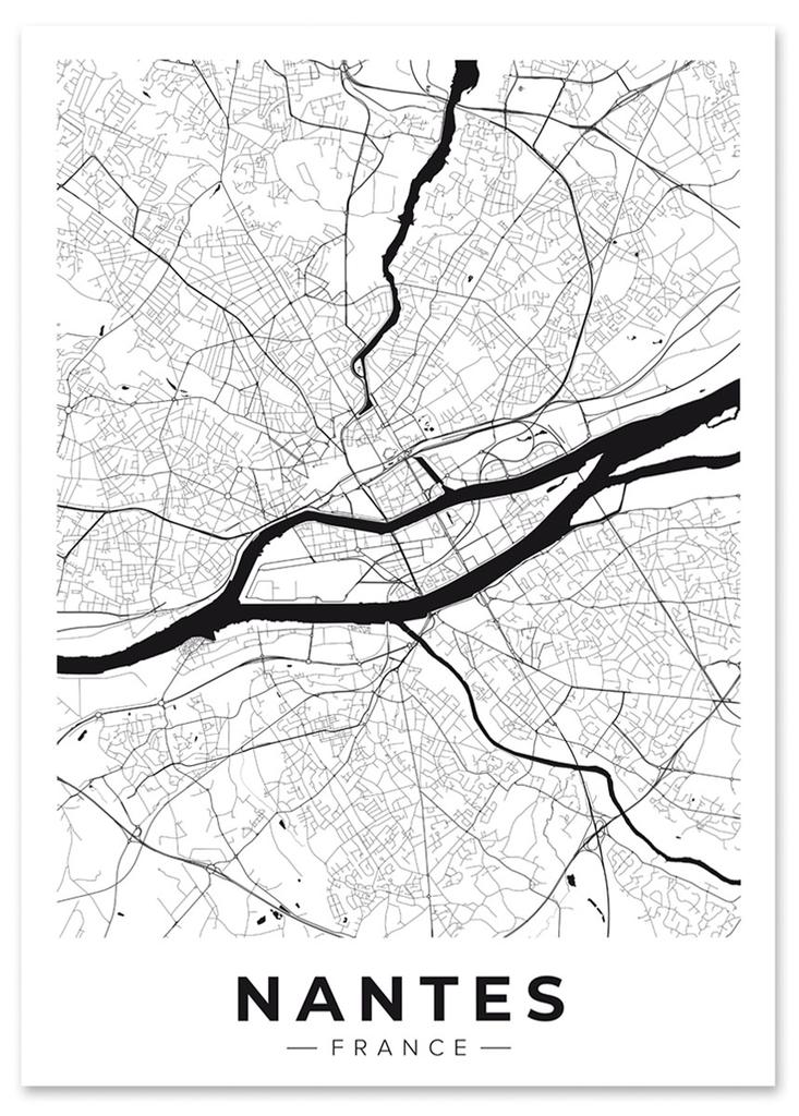 Plakat Nantes plan miasta