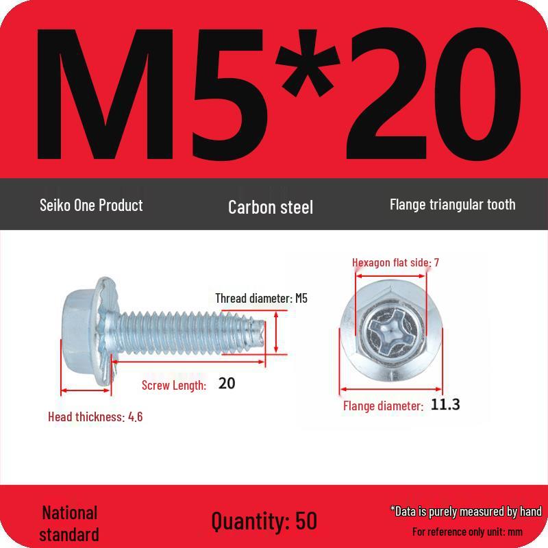 Grade 10.9 Galvanized Hex Flange Anti-slip Self-locking Triangular Thread Self-tapping Screw