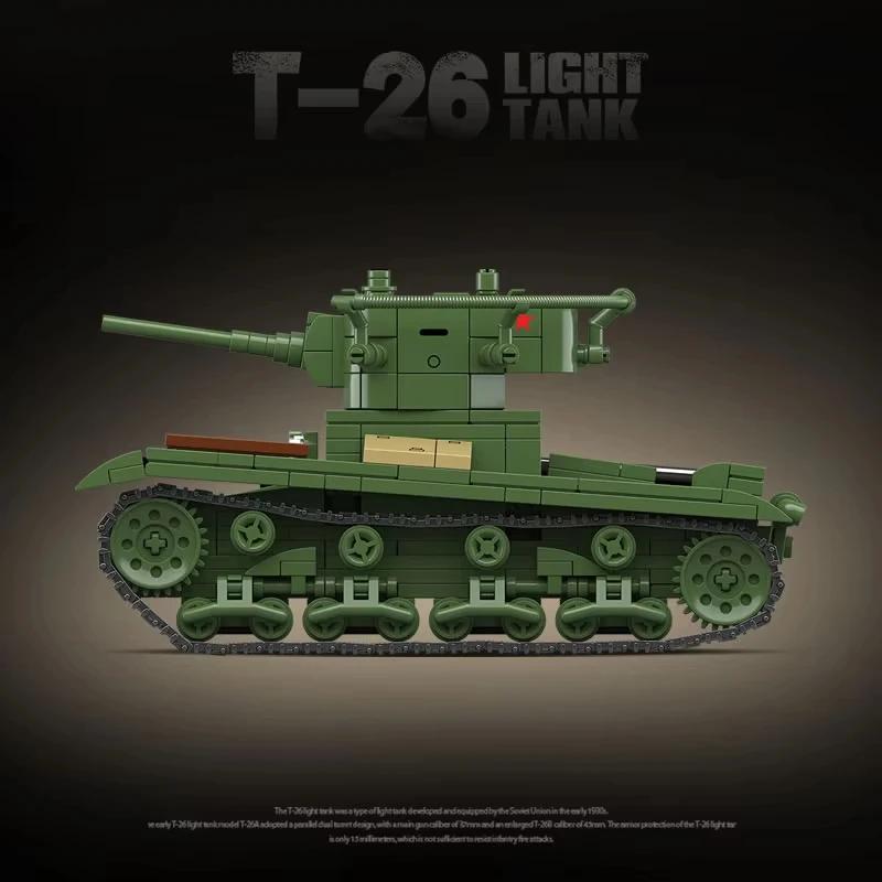 

WW2 Military Weapon Soldiers Soviet T-26 Light Tank Model Building Blocks World War 2 Bricks Army Toys For Boys Kids Gift 705PCS NO BOX