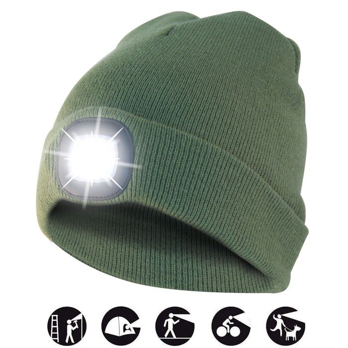 Lampe Electrique - Lampe De Poche - LIGHTHOUSE : Bonnet avec frontale LED rechargeable. Vert