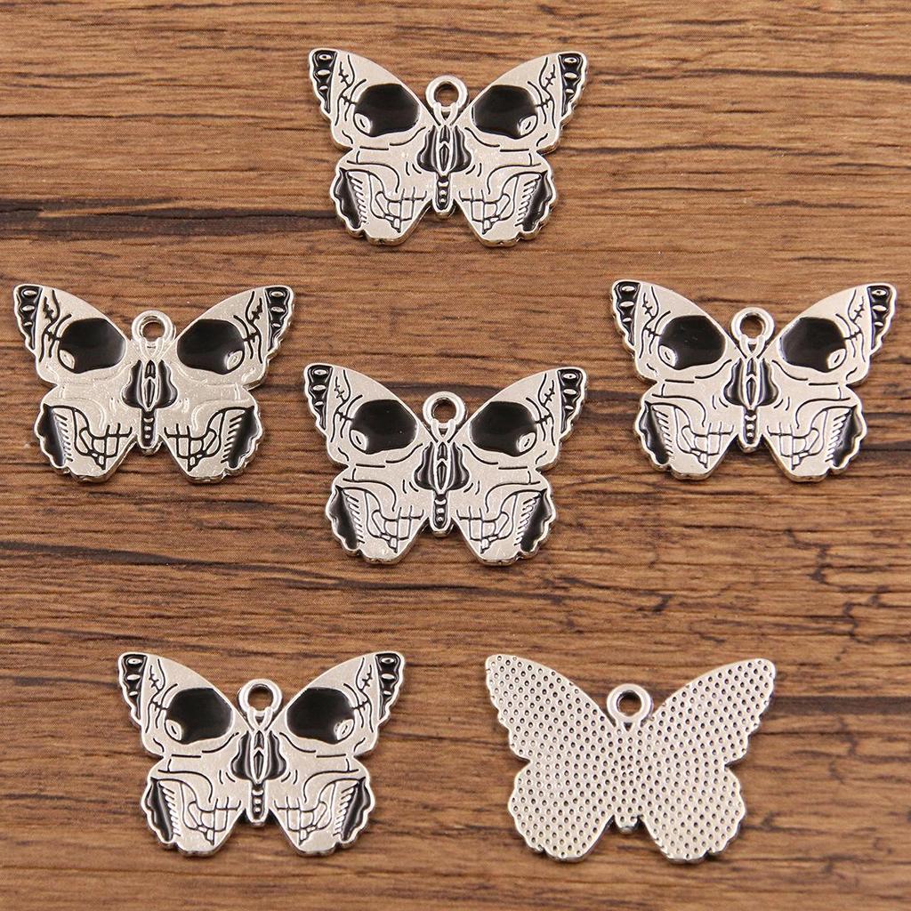 6 Styles European and American Mysterious Black Butterfly Alloy Pendant Charm