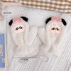 Japanese and Korean Cartoon Gloves, Autumn and Winter Fleece-Lined, Cute Chacha Bear Full-Finger Neck-Hanging Thickened Windproof Warm Casual Plush