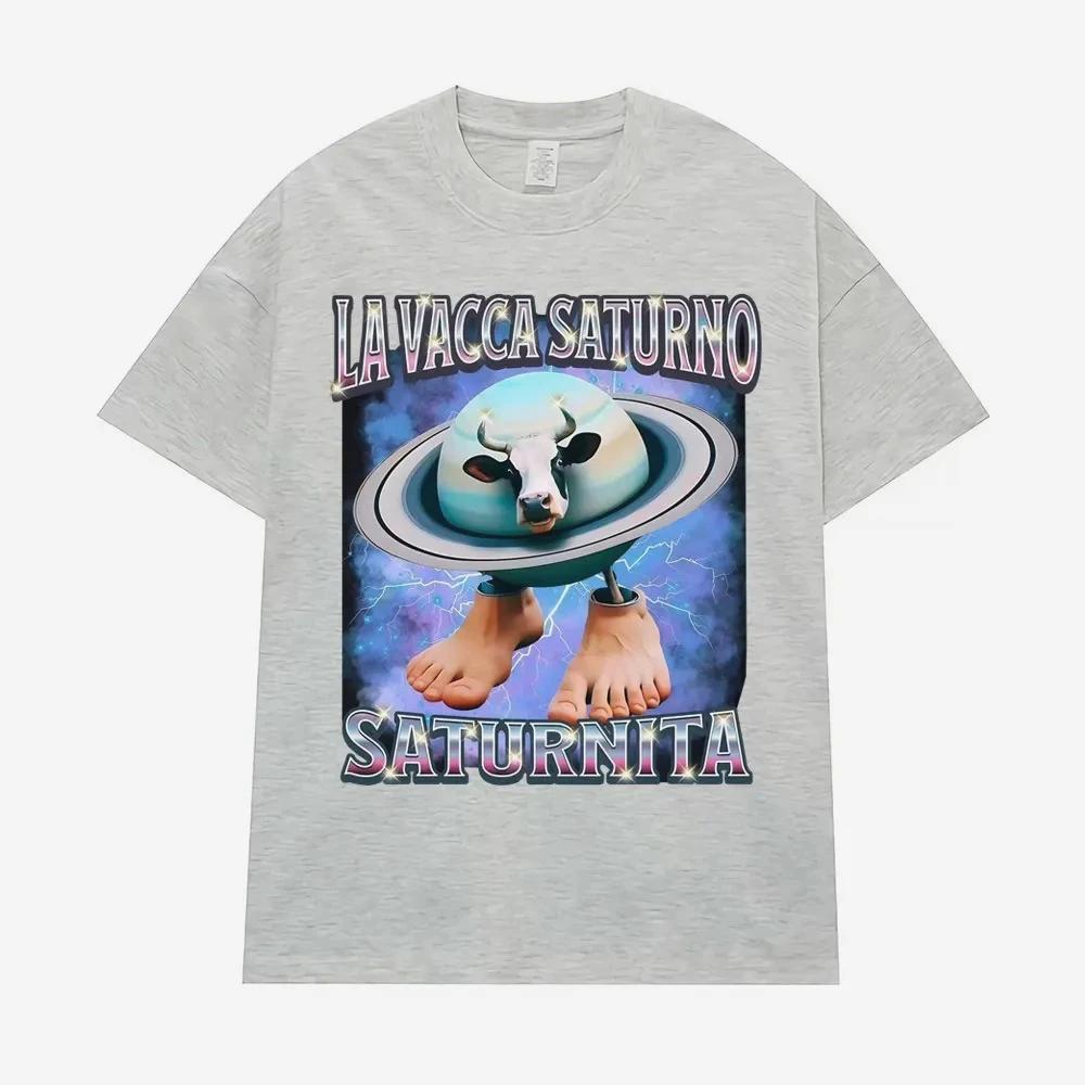 La Vacca Saturno Saturnita Vtipné Kráva Meme Trička pro Muže Ženy Harajuku Hip Hop Humor Tričko Letní Topy Měkké Tričko