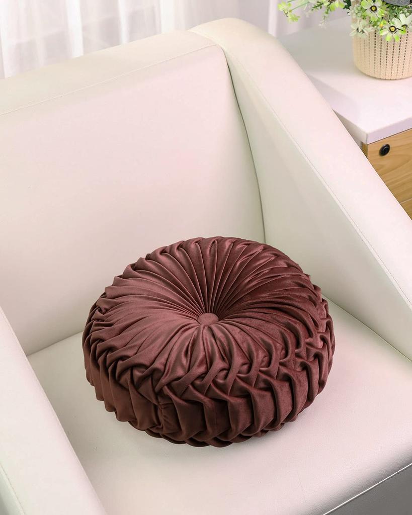 Craftsmanship Pleated Throw Pillow Home Decorative Round Pumpkin Velvet Cushion Floor Pillows for Living Room Chair Couch Sofa