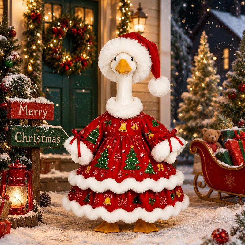 Porch Goose Clothing 23 inches Christmas Day Goose Clothing White Goose Santa Claus Snowman Clothing Courtyard Decoration