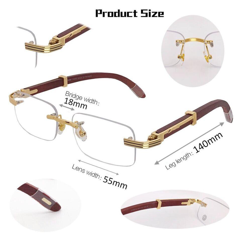 RSINC Rimless WOOD frame/eyeglass/Spectacle, Golden Brown 55-18-140 JL186306162779