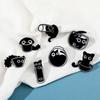 Fish Tank Black Kitten Brooches Cup Cat Metal Badge Animal Jewelry Gift Black Cat Enamel Pin  Coat