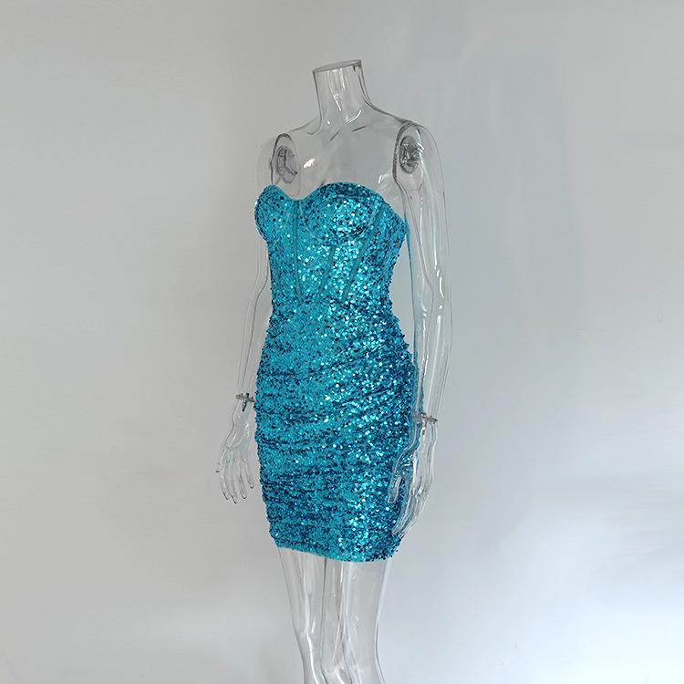Primavera 2026 nuovo top a tubino paillettes pure desire spice girl abito con stecche vestibilità aderente gonna sui fianchi donna sexy vita alta