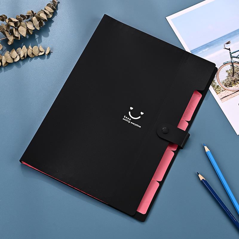 Smiling Candy Color Folder Creative Multilayer A4 Folder Text PP Piece Bag Organ Bag Test Paper Text Piece Storage Bag