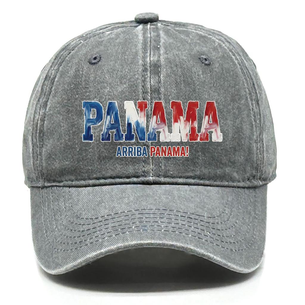 "PANAMA" "ARRIBA PANAMA" Flag Printed Sun Hat , Adjustable Snapback Baseball Cap Curved Brim Hip Hop Vintage Non-Stretch Fabric Sun Hat