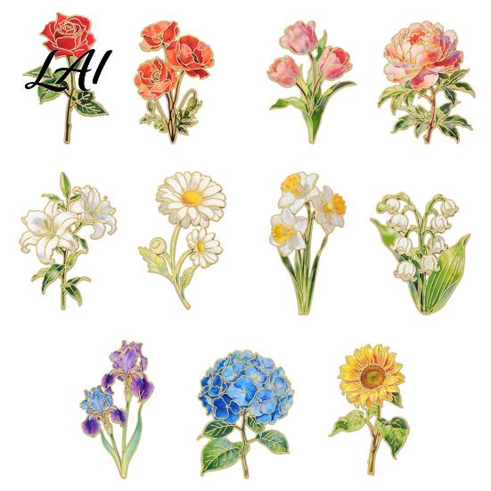 Literary Style Brooch Pin Enamel Flower Design with Smooth Edges Durable Pin Lightweight Zinc Alloy Badge for Jackets Scarves Bags Gift Artistic