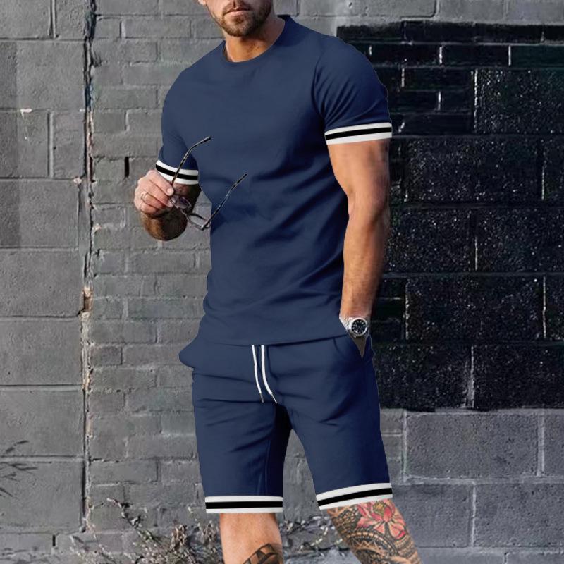 Men's Summer Sport Shorts & Round Neck T-shirt Set, Europe Style