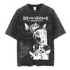 Vintage Washed Anime Death Note Ryuk Yagami Light LLawliet T Shirts Mens Women Cotton Tee Shirt Fashion Short Sleeve Tshirts