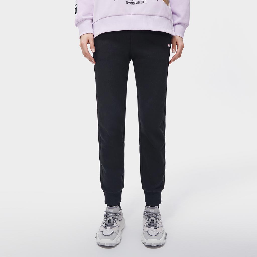 FILA Van Gogh Museum 2.0 Solid Color Casual Knitted Sports Pants Women bottoms Black F11W318605F-BK