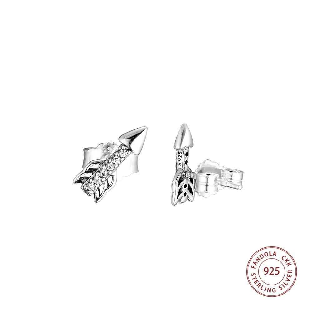 Ohrstecker aus echtem 925er-Sterlingsilber, klare CZ, funkelnde Pfeile, für Damen, Ohrringe, Modeschmuck
